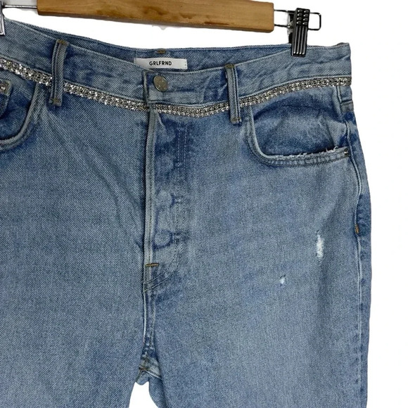 GRLFRND Karolina  Embellished High Rise Button-Fly Skinny Denim Jeans Size 31 - Picture 9 of 16